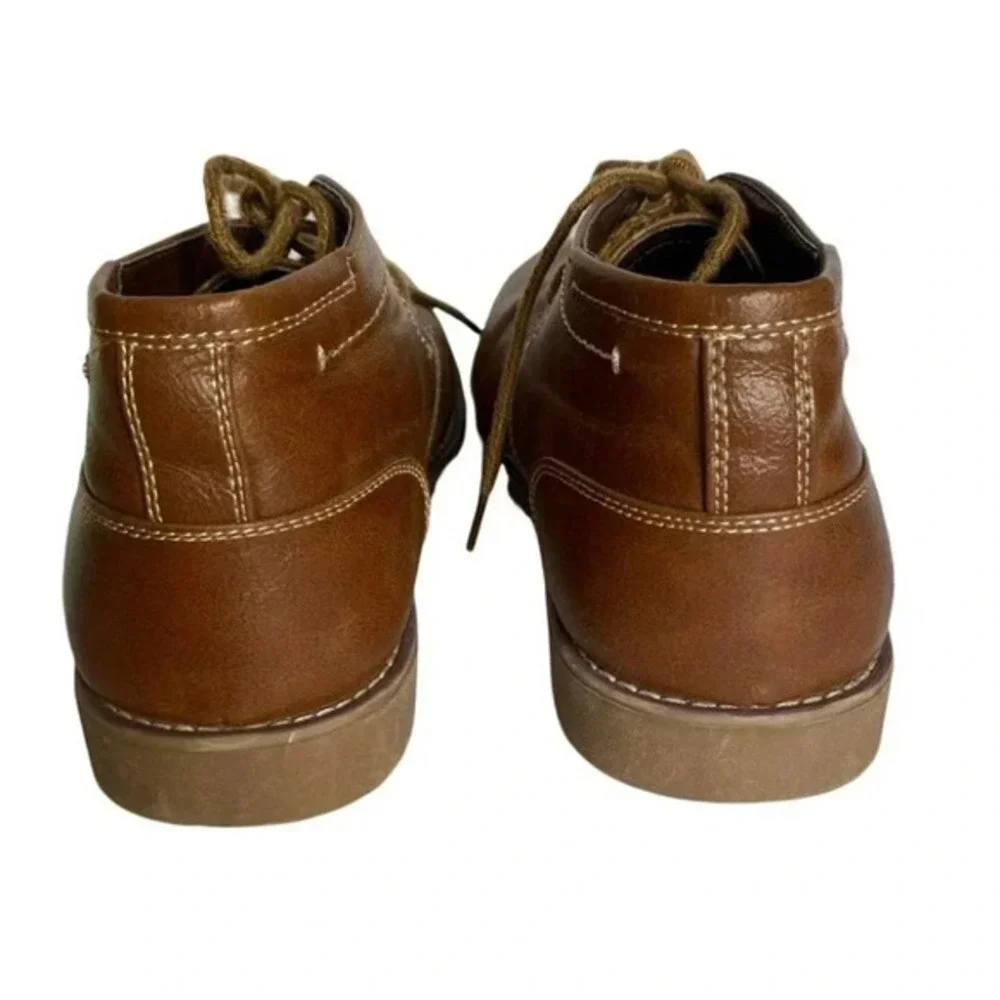 Attention Kane Chukka‎ Boots 9.5M Brown Faux Leather Lace Up Mid Top Shoes